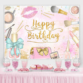 Lofaris Pink Watercolor Happy Birthday Party Backdrop for Girl